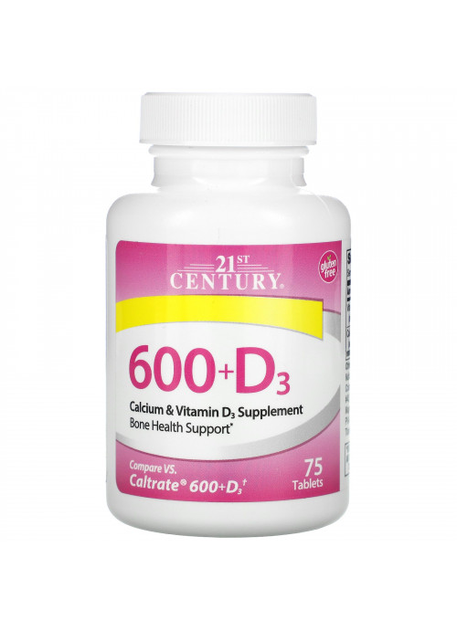 21st Century, 600+D3, Calcium Supplement, 75 Tablets