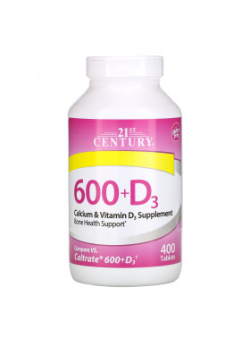 21st Century, 600+D3, Calcium & Vitamin D3 Supplement, 400 Tablets