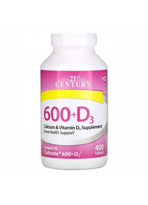 21st Century, 600+D3, Calcium & Vitamin D3 Supplement, 400 Tablets