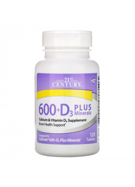 21st Century, 600+D3 Plus Minerals, 120 Tablets