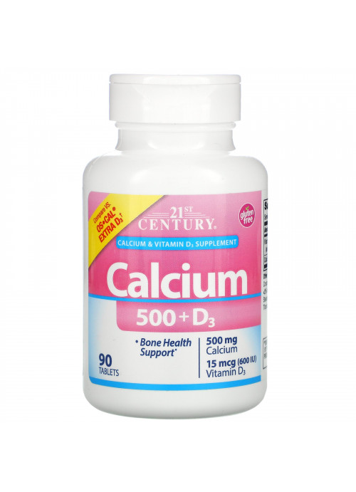 21st Century, Calcium 500 + D3 Plus Extra D3, 90 Tablets