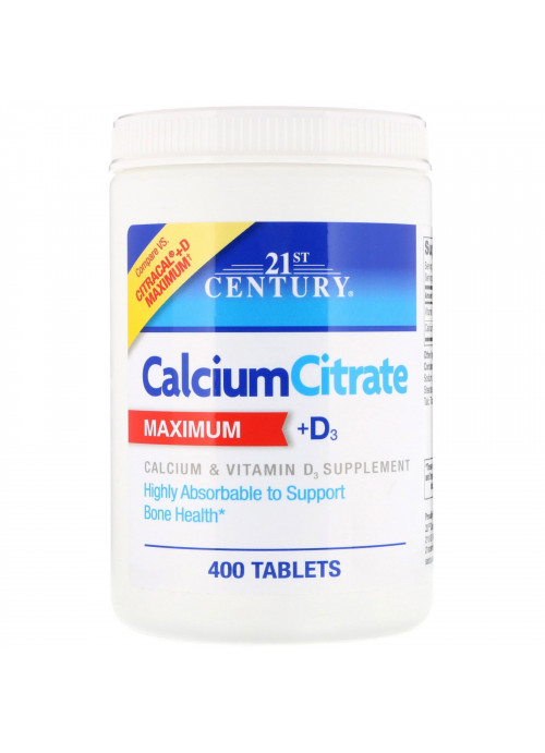 21st Century, Calcium Citrate Maximum + D3, 400 Tablets