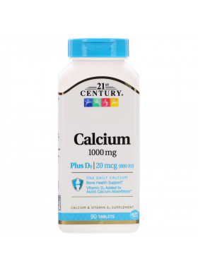 21st Century, Calcium Plus D3, 1,000 mg , 90 Tablets