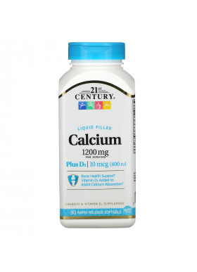 21st Century, Liquid Filled Calcium Plus D3, 1,200 mg, 90 Rapid Release Softgels