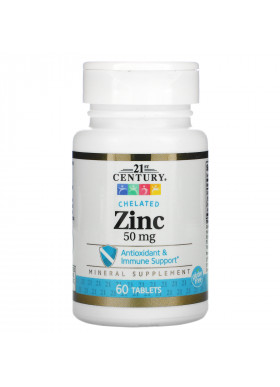 21st Century, Zinc, Chelated, 50 mg, 60 Tablets