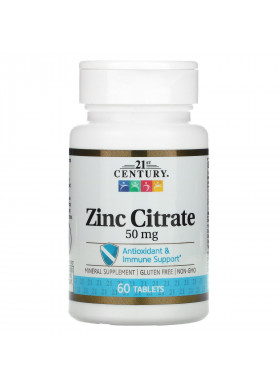 21st Century, Zinc Citrate, 50 mg, 60 Tablets