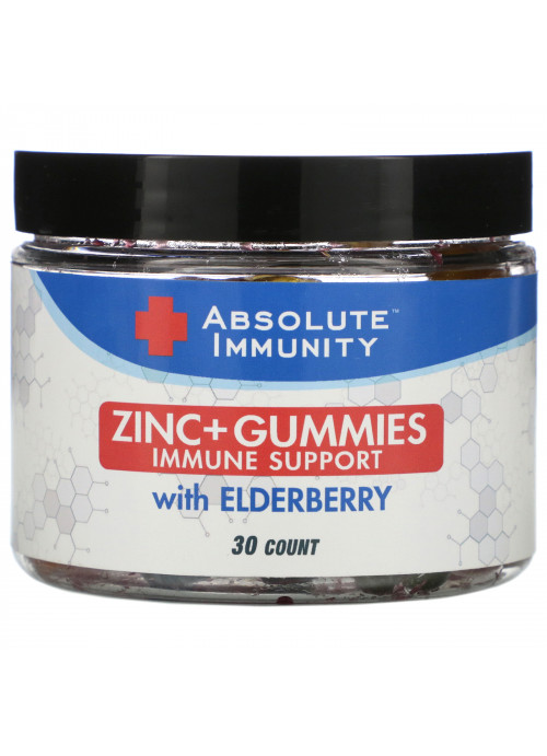 Absolute Nutrition, Immunity, Zinc + Gummies with Elderberry, 30 Count