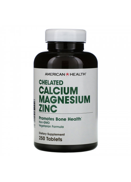 American Health, Chelated Calcium Magnesium Zinc, 250 Tablets