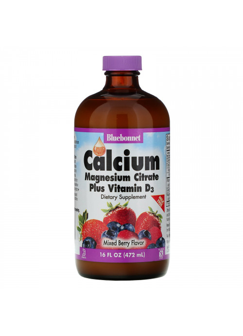 Bluebonnet Nutrition, Liquid Calcium Magnesium Citrate Plus Vitamin D3, Natural Mixed Berry Flavor, 16 fl oz (472 ml)