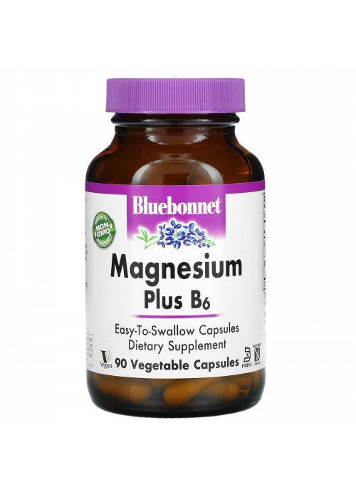 Bluebonnet Nutrition, Magnesium Plus B6, 90 Vegetable Capsules