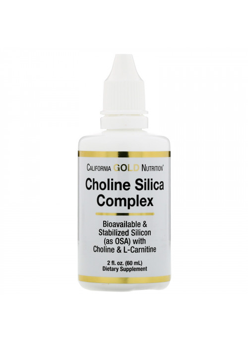 California Gold Nutrition, Choline Silica Complex, Bioavailable Collagen Support for Hair, Skin & Nails, 2 fl oz (60 ml)