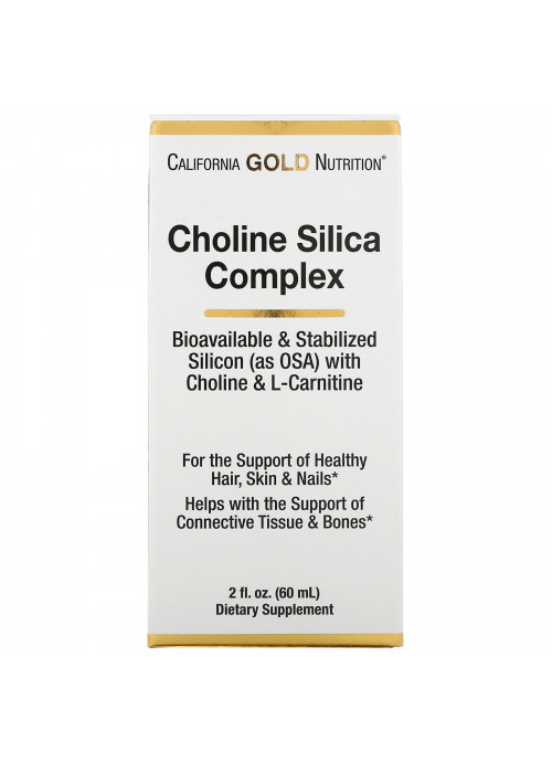 California Gold Nutrition, Choline Silica Complex, Bioavailable Collagen Support for Hair, Skin & Nails, 2 fl oz (60 ml)