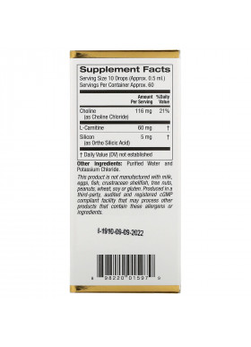 California Gold Nutrition, Choline Silica Complex, Bioavailable & Stabilized Silicon (as OSA) Collagen Support, 1 fl oz (30 ml)