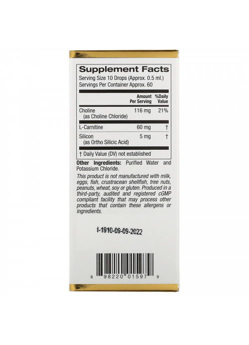California Gold Nutrition, Choline Silica Complex, Bioavailable & Stabilized Silicon (as OSA) Collagen Support, 1 fl oz (30 ml)