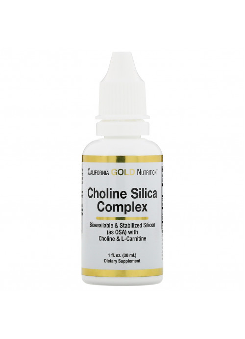 California Gold Nutrition, Choline Silica Complex, Bioavailable & Stabilized Silicon (as OSA) Collagen Support, 1 fl oz (30 ml)