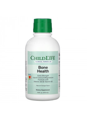 Childlife Clinicals, Bone Health, Liquid Calcium/Magnesium Formula with Vitamin D3 & Vitamin K2, Natural Orange, 16 fl oz (473 ml)