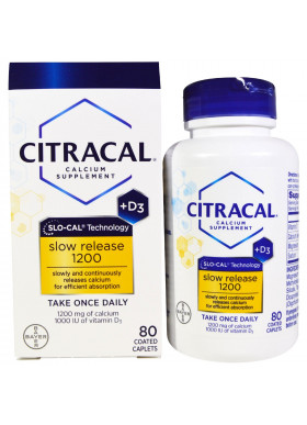 Citracal, Calcium Supplement, Slow Release 1200 + D3, 80 Coated Tablets