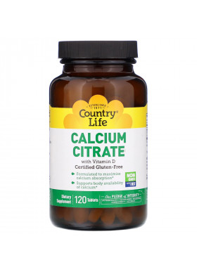 Country Life, Calcium Citrate with Vitamin D, 120 Tablets