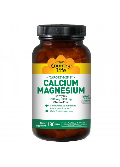 Country Life, Target-Mins Calcium-Magnesium Complex, 180 Tablets