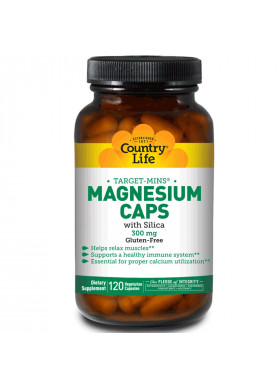 Country Life, Target-Mins Magnesium Caps with Silica, 300 mg, 120 Vegetarian Capsules