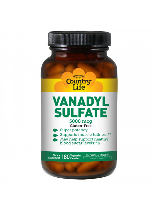 Country Life, Vanadyl Sulfate, 5,000 mcg, 180 Vegetarian Capsules