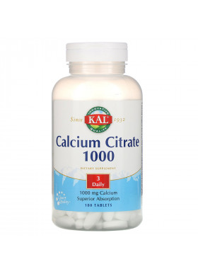 KAL, Calcium Citrate 1000, 1000 mg, 180 Tablets