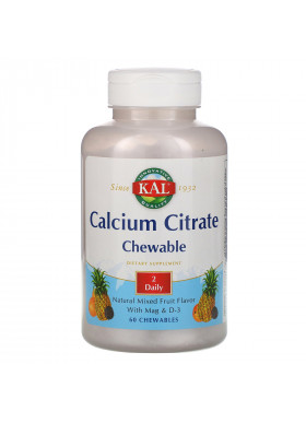 KAL, Calcium Citrate Chewable, Natural Mixed Fruit Flavor, 60 Chewables