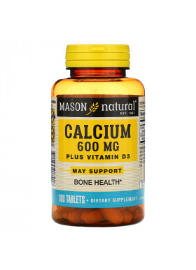 Mason Natural, Calcium Plus Vitamin D3, 600 mg, 100 Tablets