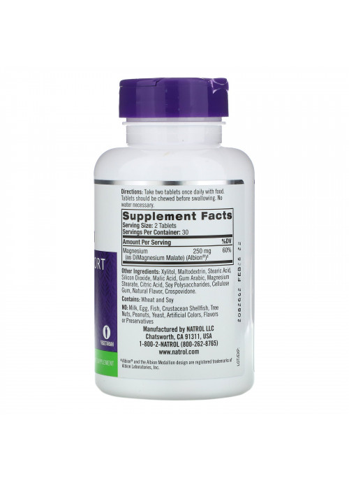 Natrol, High Absorption Magnesium, Cranberry Apple Natural Flavor, 250 mg, 60 Tablets
