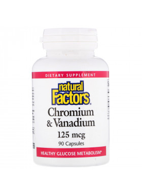 Natural Factors, Chromium & Vanadium, 125 mcg, 90 Capsules