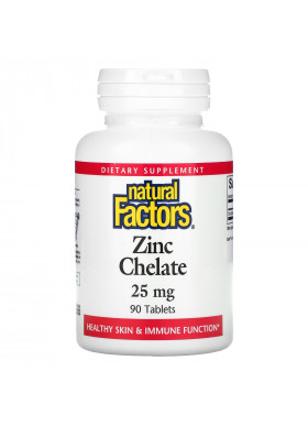 Natural Factors, Zinc Chelate, 25 mg, 90 Tablets