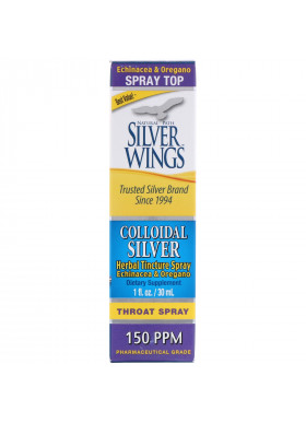 Natural Path Silver Wings, Colloidal Silver, Herbal Tincture Throat Spray, 150 PPM, 1 fl oz (30 ml)