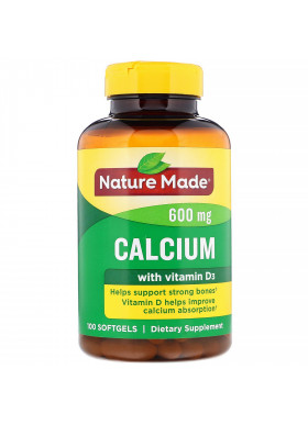 Nature Made, Calcium with Vitamin D3, 600 mg, 100 Softgels