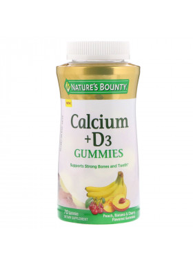 Nature's Bounty, Calcium + D3 Gummies, Peach, Banana & Cherry Flavored, 70 Gummies