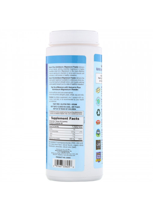 Nature's Plus, Kalmassure Magnesium Powder, Refreshing Pink Lemonade, 400 mg, 0.90 lb. (408 g)