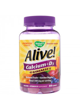 Nature's Way, Alive!, Calcium + D3, 60 Gummies