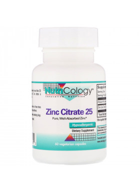 Nutricology, Zinc Citrate 25, 60 Vegetarian Capsules