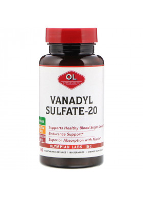 Olympian Labs, Vanadyl Sulfate-20, 100 Vegetarian Capsules