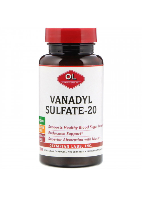 Olympian Labs, Vanadyl Sulfate-20, 100 Vegetarian Capsules