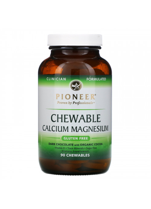 Pioneer Nutritional Formulas, Chewable Calcium Magnesium, Dark Chocolate with Organic Cocoa, 90 Chewables
