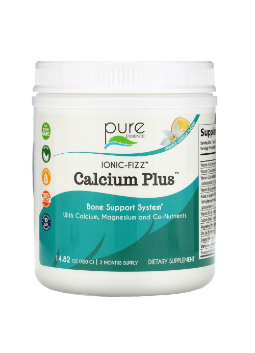 Pure Essence, Ionic-Fizz Calcium Plus, Orange Vanilla , 14.82 oz (420 g)