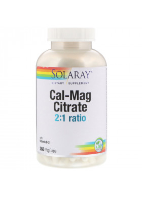 Solaray, Cal-Mag Citrate 2:1 ratio, 360 VegCaps