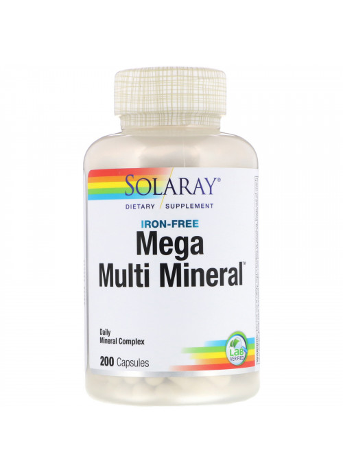 Solaray, Mega Multi Mineral, Iron Free, 200 Capsules