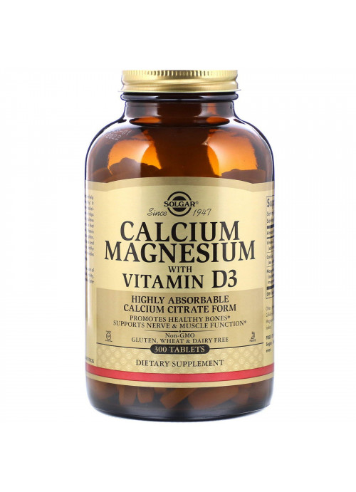 Solgar, Calcium Magnesium with Vitamin D3, 300 Tablets