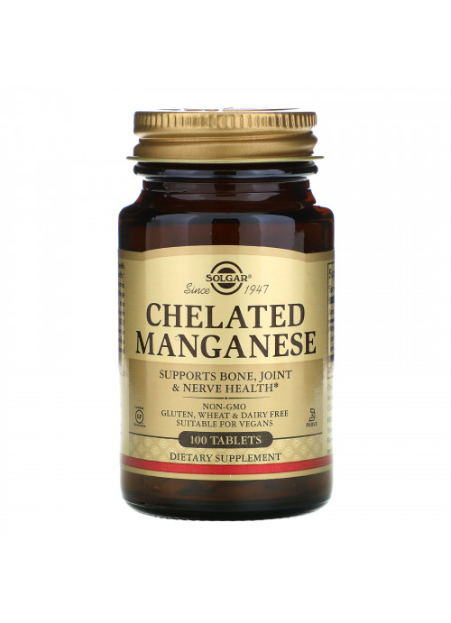 Solgar, Chelated Manganese, 100 Tablets