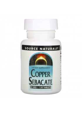 Source Naturals, Copper Sebacate, 22 mg, 120 Tablets