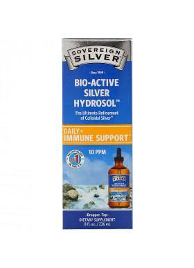 Sovereign Silver, Bio-Active Silver Hydrosol Dropper-Top, Daily + Immune Support, 10 PPM, 8 fl oz (236 ml)