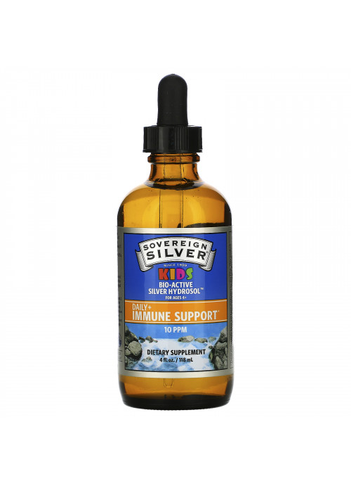 Sovereign Silver, Kids Bio-Active Silver Hydrosol, Daily Immune Support, Ages 4+, 10 PPM, 4 fl oz (118 ml)