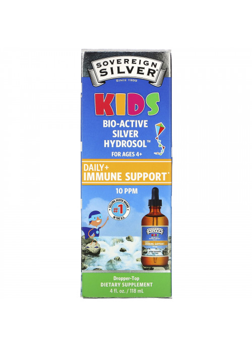 Sovereign Silver, Kids Bio-Active Silver Hydrosol, Daily Immune Support, Ages 4+, 10 PPM, 4 fl oz (118 ml)