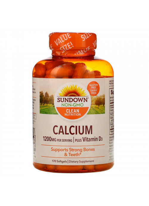 Sundown Naturals, Calcium Plus Vitamin D3, 1,200 mg, 170 Softgels